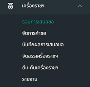 รูปภาพที่ 11 - 1 เมนูเครื่องราชอิสริยาภรณ์
