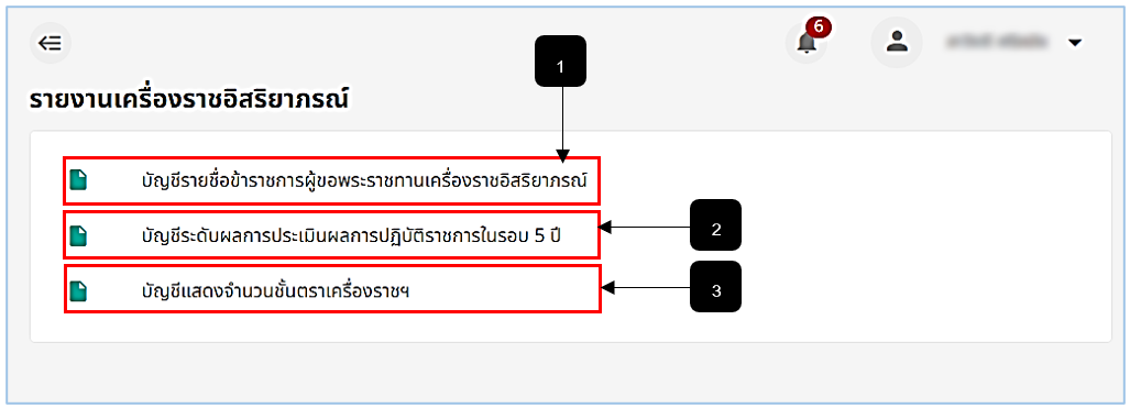 รูปภาพที่ 11 - 34 รายงานเครื่องราชอิสริยาภรณ์