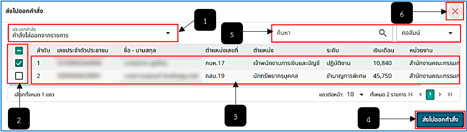 รูปภาพที่ 16 – 23 การส่งรายชื่อไปออกคำสั่งลงโทษทางวินัย
