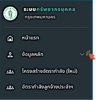 รูปภาพที่ 2 – 1 แถบเมนูข้อมูลหลัก