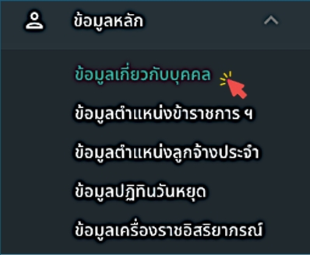 รูปภาพที่ 2 – 3 แถบเมนูย่อย “ข้อมูลเกี่ยวกับบุคคล”
